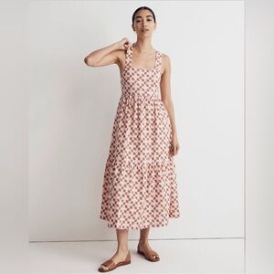 Madewell Cicely Tiered Midi Dress in Geo Checkerboard